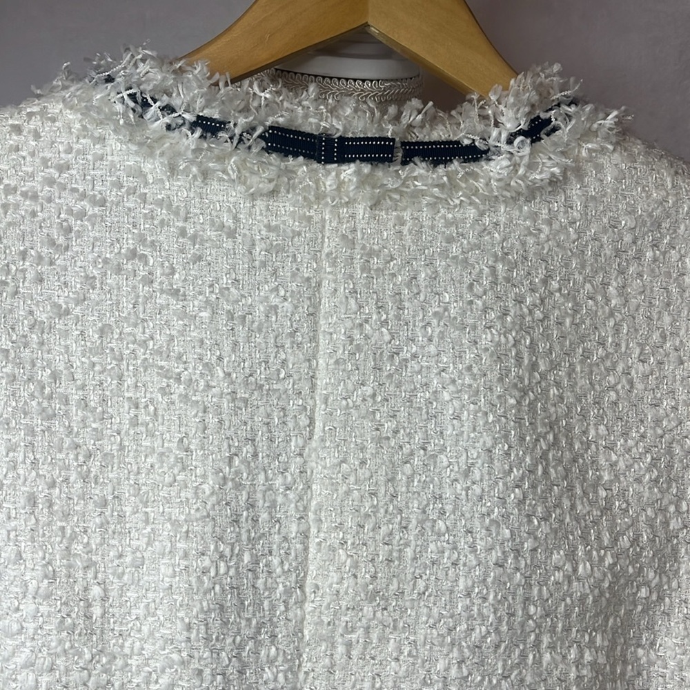 ESCADA VINTAGE COAT WHITE NAVY GROSGRAIN BOW TRIM VINTAGE 2002 WITH TAGS - Picture 5 of 16